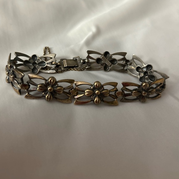 Vintage Symmetalic Sterling 14K Bracelet Art Deco Retro - Picture 2 of 7